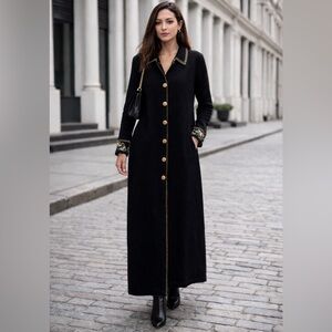 Vintage Cafe Jane Knits Embellished Knit Button Front Maxi Dress NWT